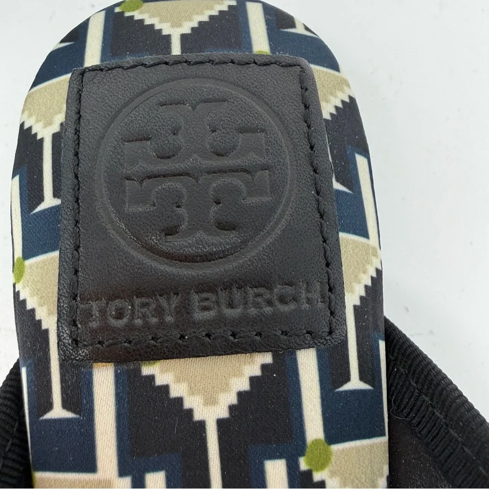 Tory Burch Martini Glass Satin Mules Blue Size 5